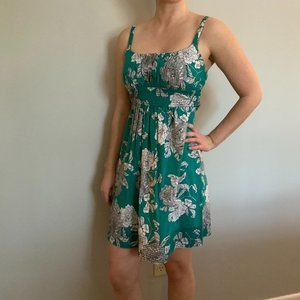 Teal and White Floral Print Sundress